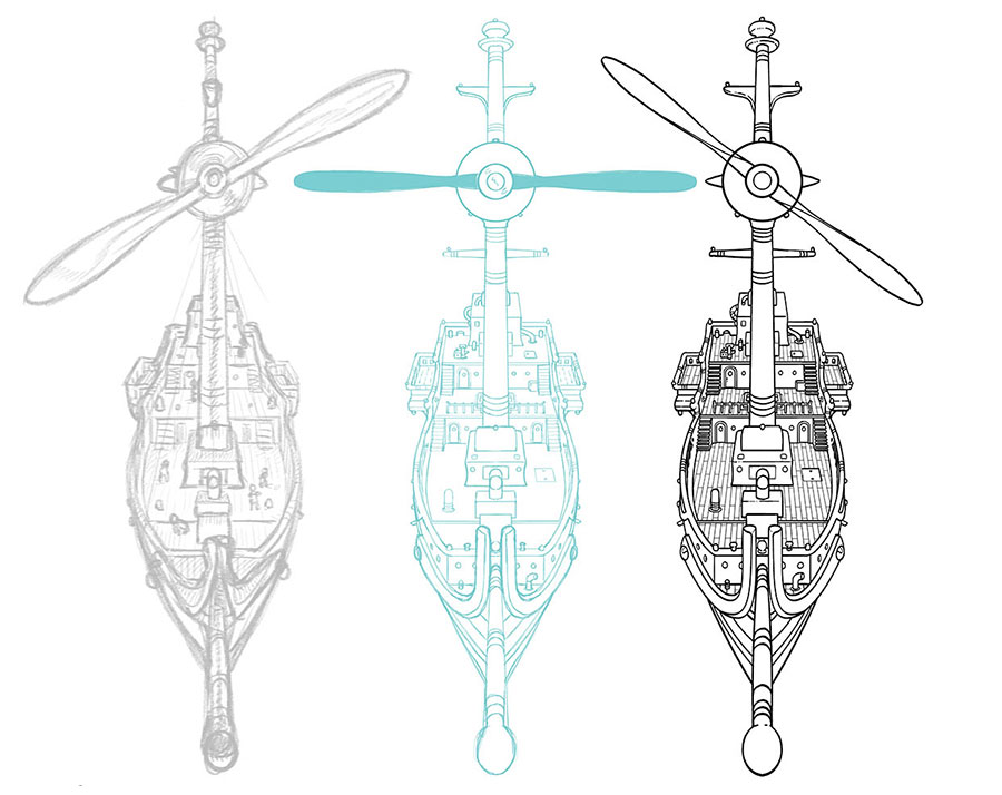development of the space galleon for animation 1