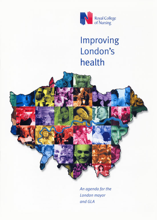 cover for a handbook, photo-montage map of London