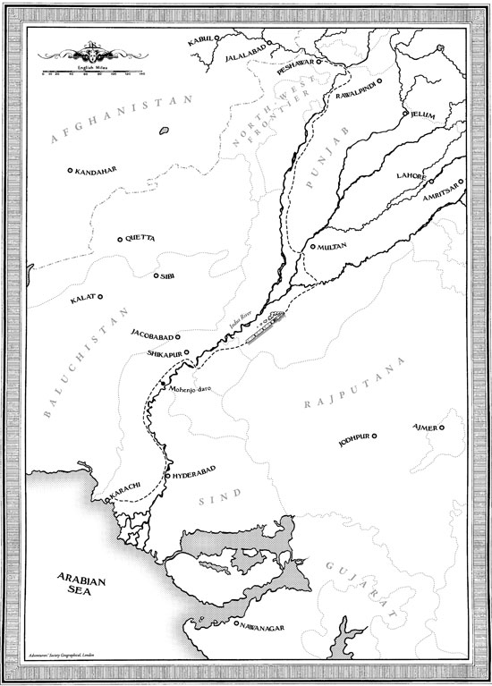 Map for book endpapers, showing the Northwest Frontier of India c.1928